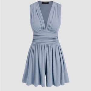 V-Neck Ruched Romper (with pockets!)